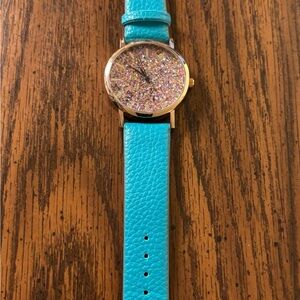 Turquoise Glitter Watch with Gold Accents